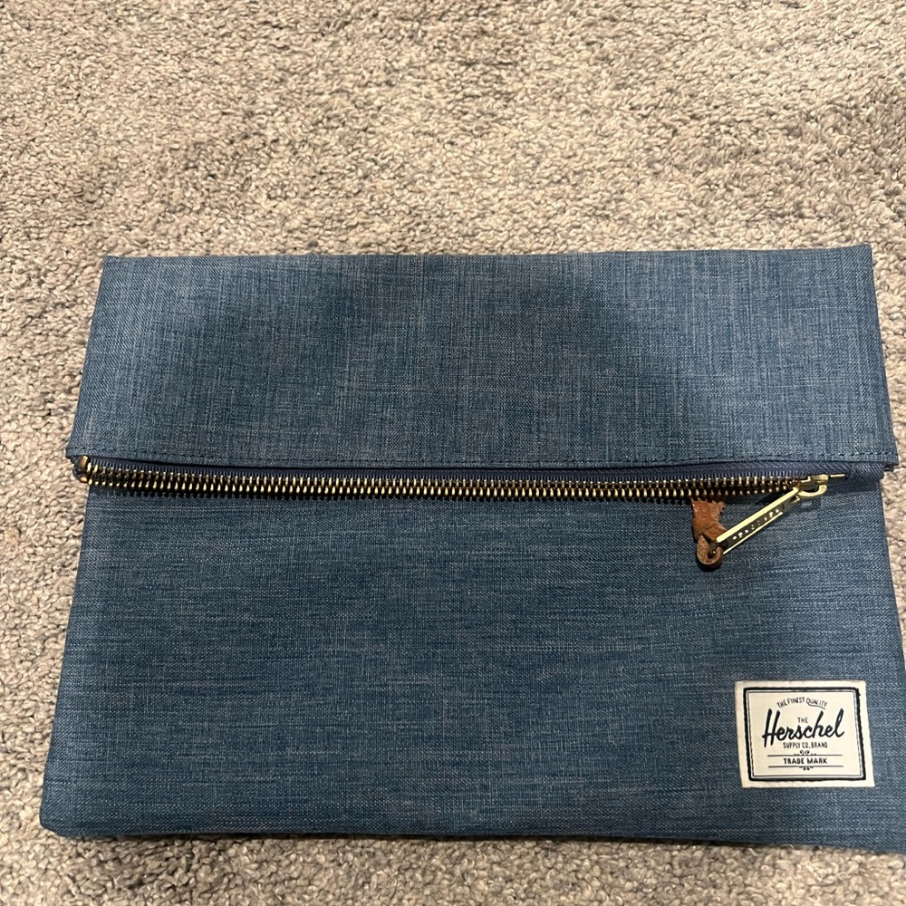 Herschel Blue Fold-Over Wristlet Clutch